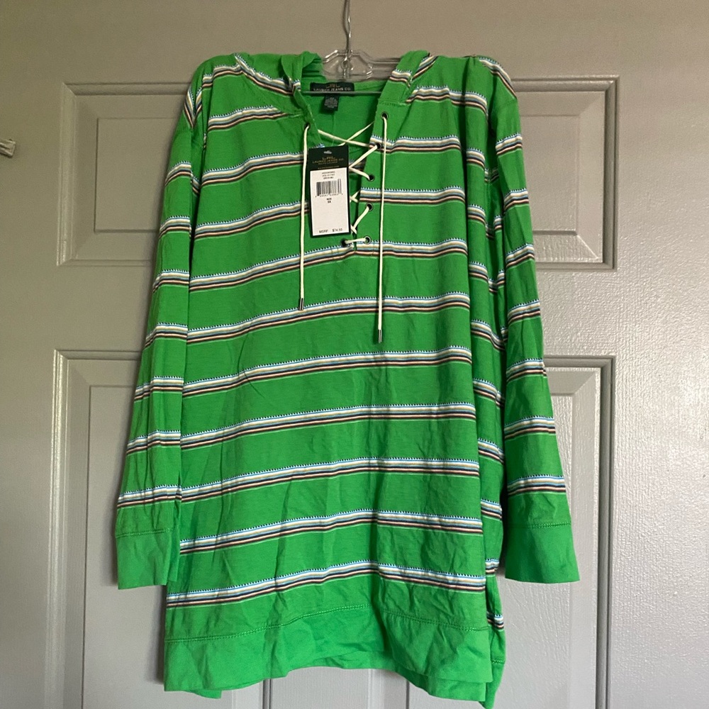 Ralph Lauren, green, striped, hooded shirt